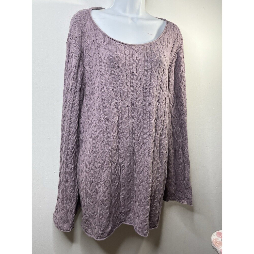 Ralph Lauren Purple Cable Knit Cotton Sweater 3D Knit Classic Preppy Style 3X